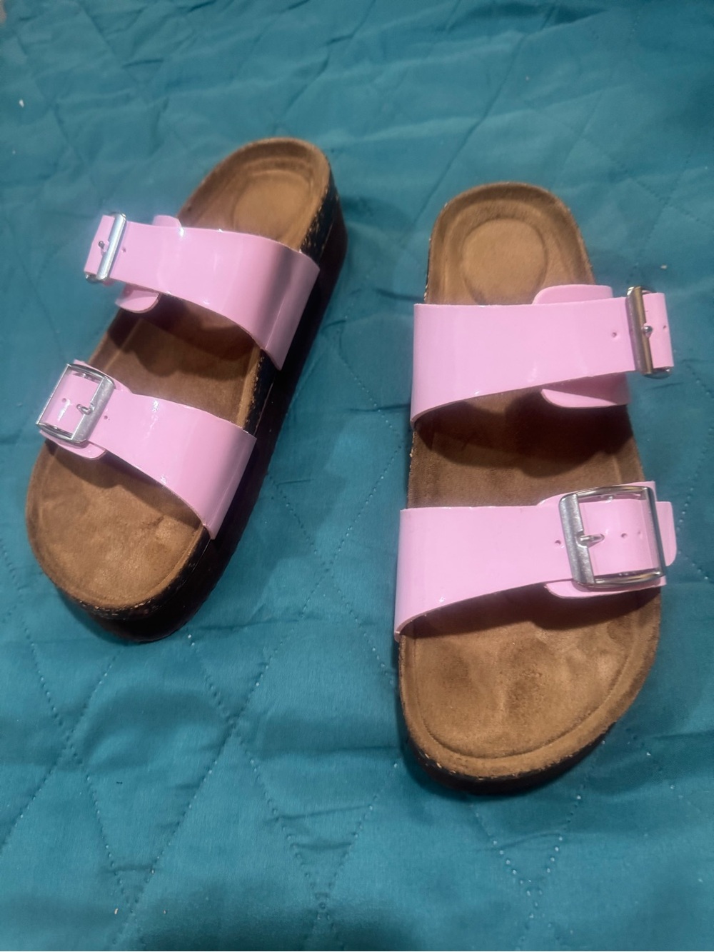 Women’s Pink Double-Buckle Slide Sandals